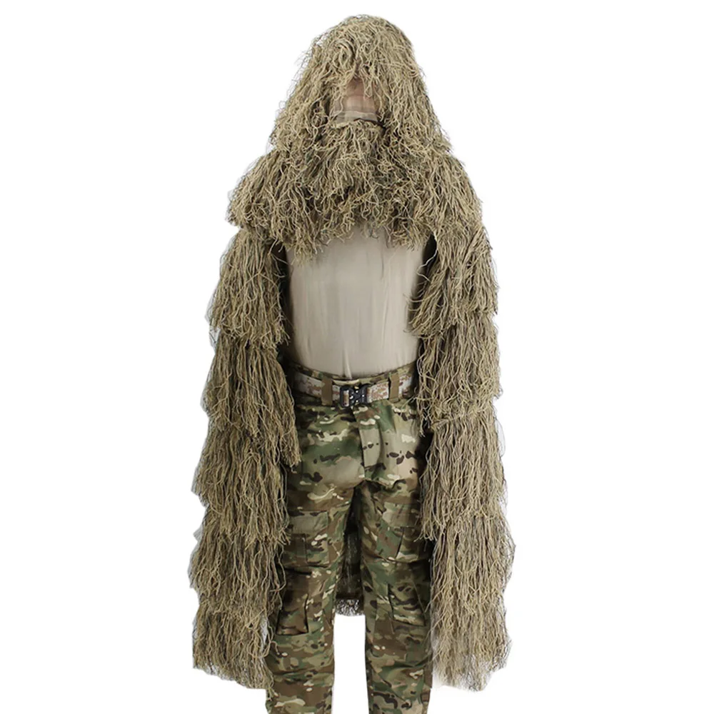 Tuta Ghillie Camouflage 3D Frondosa Per Caccia E Airsoft - Mimetica Leggera E Traspirante Per Sniper E Paintball - Taglia Unica
