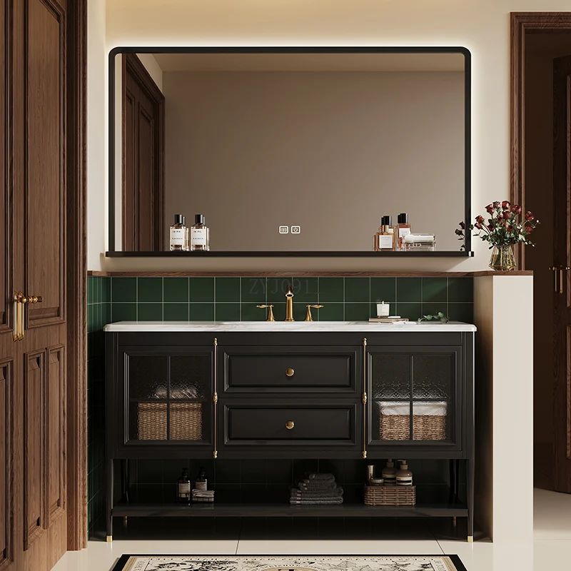 *Oak floor-to-ceiling American bathroom cabinet combination bathroom washstand French retro