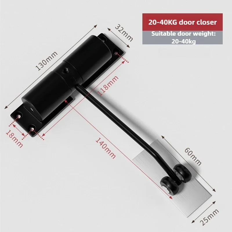 Automatic Adjustable Closer Surface Mounted Automatic Heavy Duty Safety Spring Closer for Interior Exterior Door 1 Set