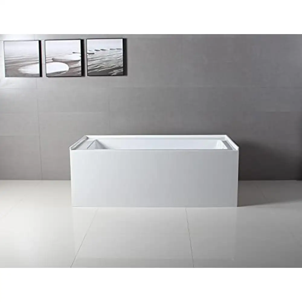 60" Alcove Tub with Drain Hole Glossy White Acrylic Finish 4