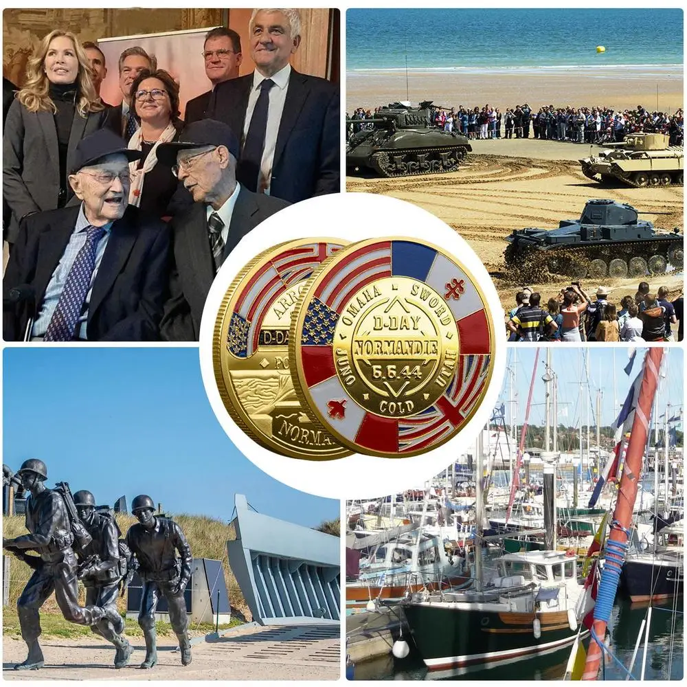 Description Picture 5 of itemNon-currency Anniversary Challenge Coin D Day 80th Anniversary Normandie Commemorative Coin D-Day Maple Leaf Coin Collectibles