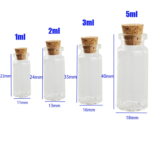 5pcs 5/10/14/20ml Mini Clear Glass Drifting Bottles With Cork