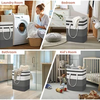 Large Collapsible Laundry Basket 75L Freestanding Clothes Hamper with Easy Carry Handles for Laundry, Bedroom, Dorm, Towels, Toy 4