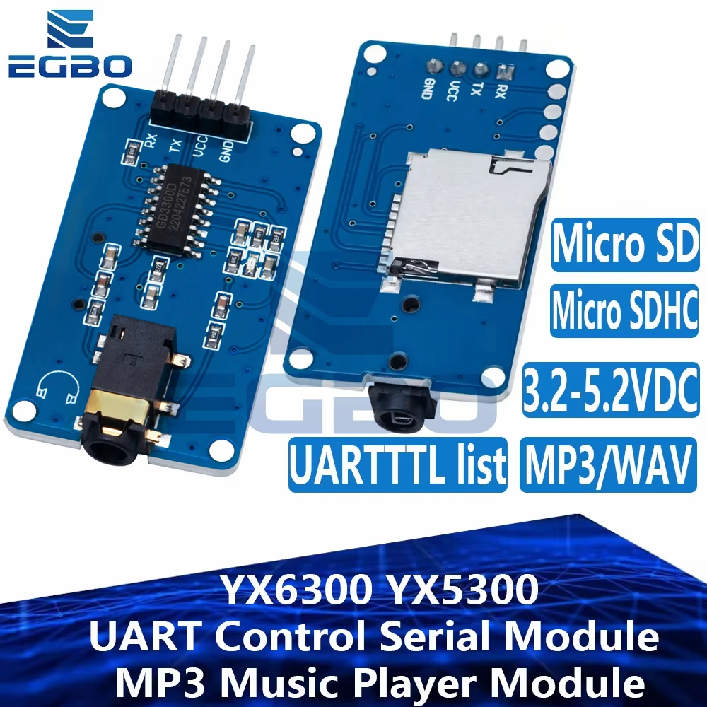 Hailege YX5300 UART Control Serial MP3 Muziekspeler Module voor Arduino/AVR/ ARM/PIC