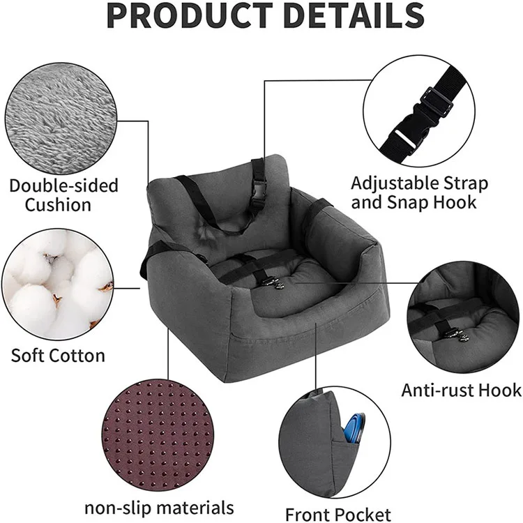 Car Pet Beds Luxury Dog Seat cover Booster High Quality Anti-collision Portable Travel For Outdoor