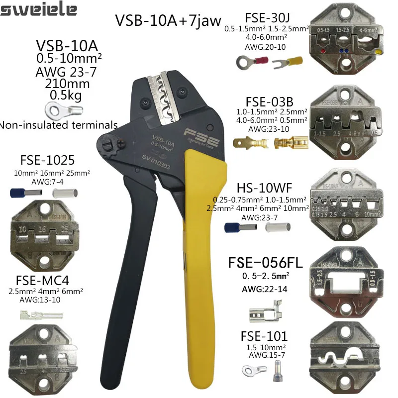 

High-quality Crimping Pliers VSB-10A 7 Jaws Kit High Precision Terminal Crimp Self-adjusting Tools Terminal Crimping