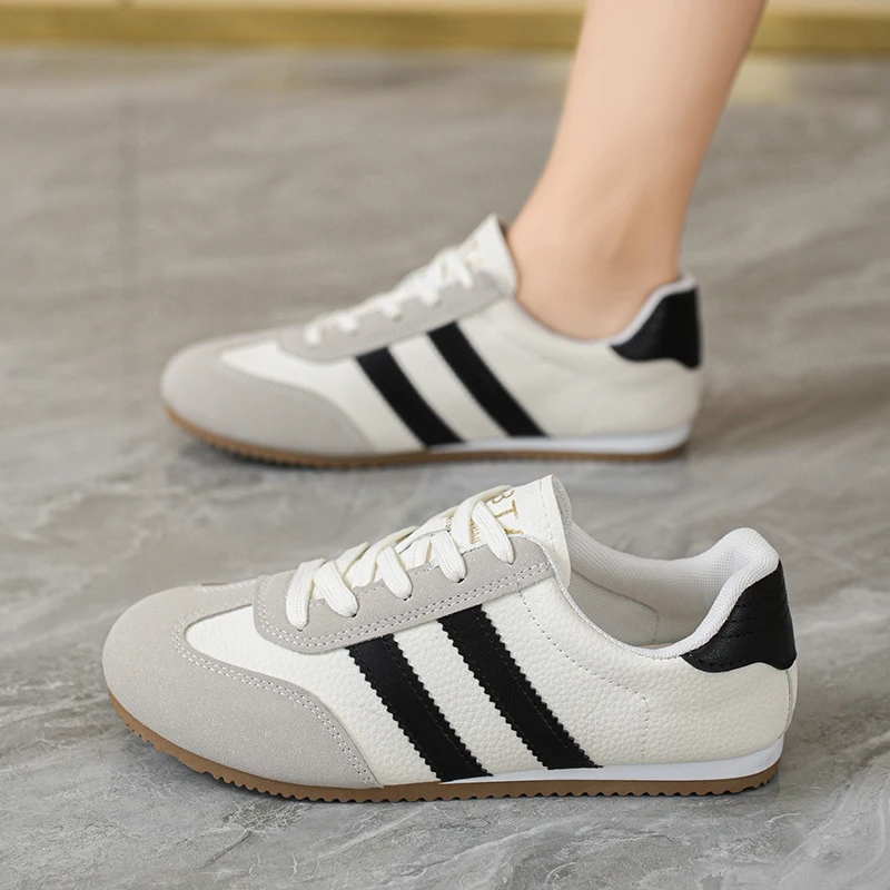 Board Shoes Women's Sneakers Muffin Thick Bottom Khaki Black White Color Matching Fashion Casual Sports