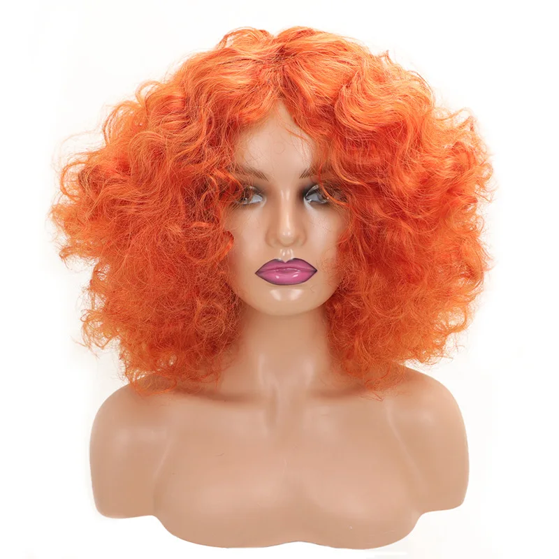 MSIWIGS Women Fluffy Curly Chemical Fiber Short Afro Hair Wig Synthetic Hair For Party Daily Wear