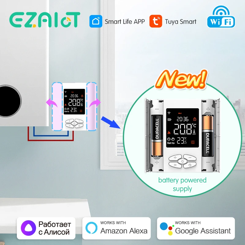 EZAIOT Smart Home Tuya WIFI Thermostat แบตเตอรี่ Thermoregulator สําหรับหม้อต้มแก๊ส Smart Life Voice Alexa Google Home Alice 1