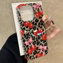 Luxury Cute Pink Bowknot Leopard Cherry Phone Case Cover for iPhone 12 Pro (1)