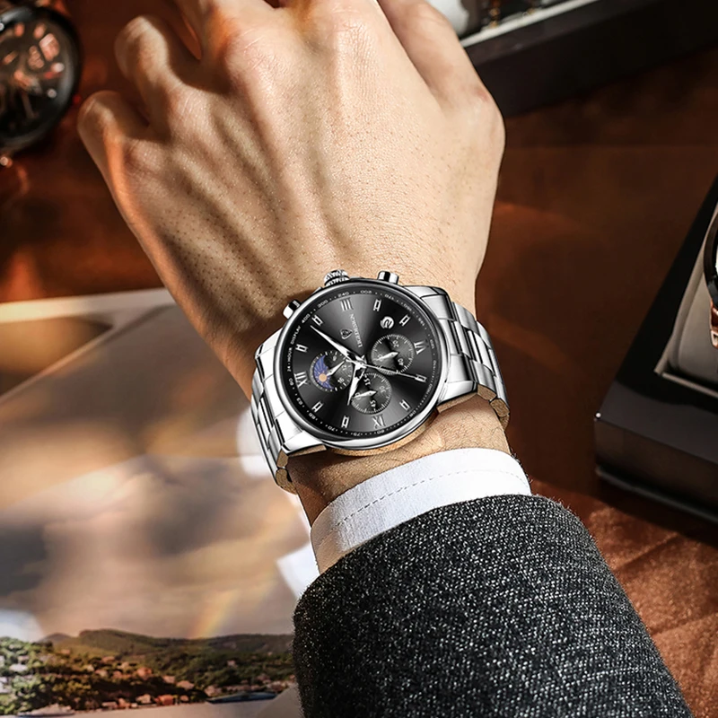 LIGE Sport Chronograph Quartz Wristwatch Original Brand Luxury Military Watches for Men Fashion Business Waterproof Watch Men