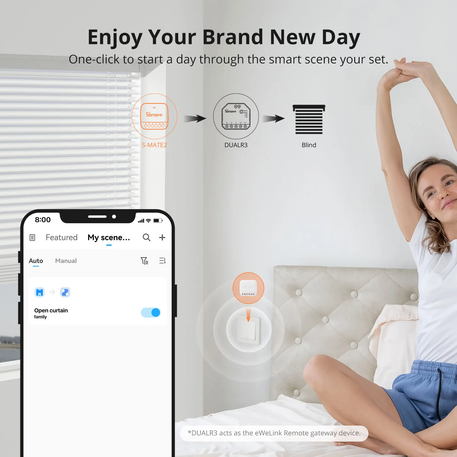 SONOFF S-MATE2 미니 사이즈 스위치 메이트 스마트 홈 장면 연결 지지대 기계식 스위치, eWeLink 리모컨 Alexa SmartThings