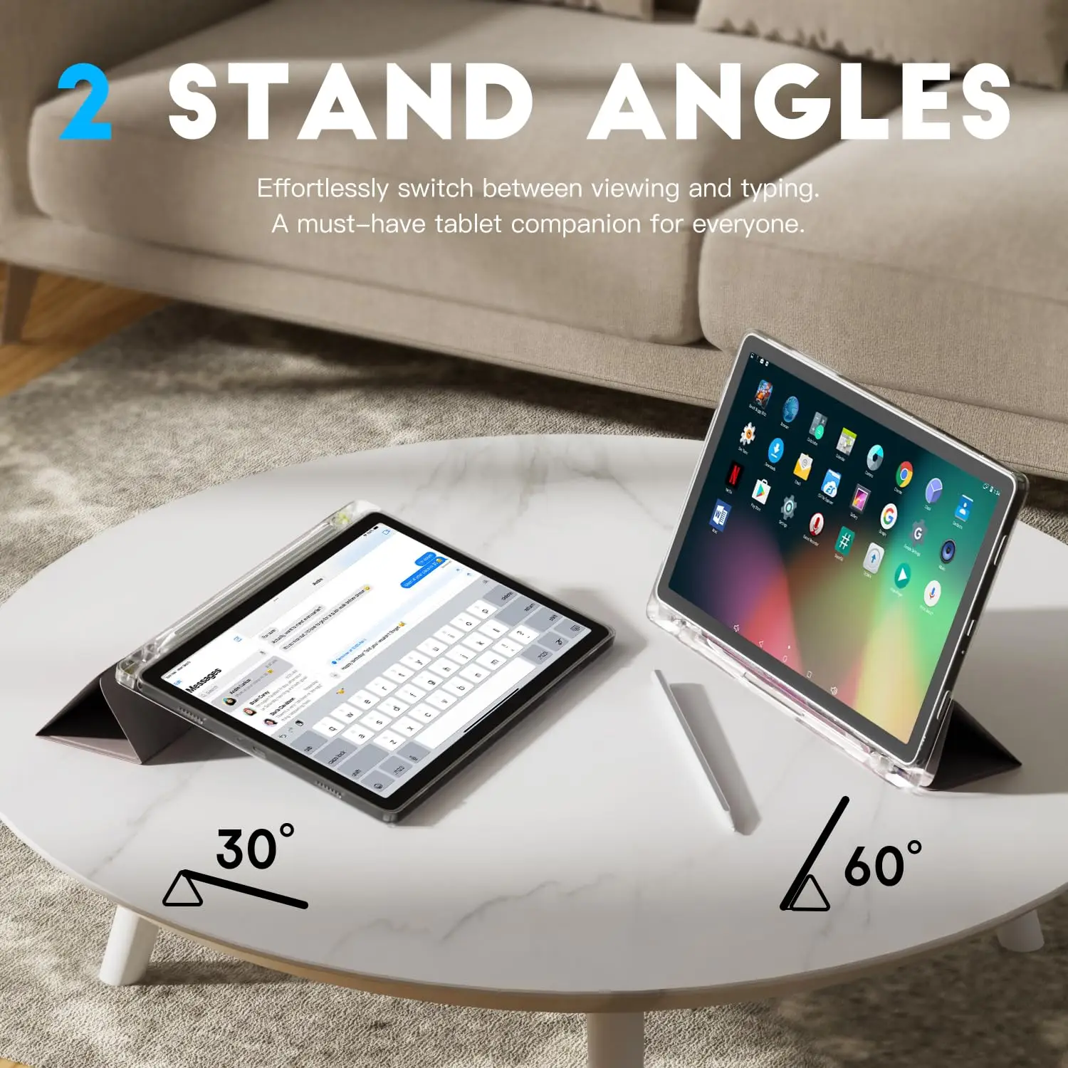Magnetic Flip Smart Cover with Transparent Pencil Holder