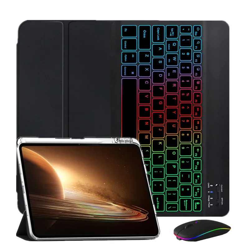 

Wireless Backlit Keyboard Case for OnePlus Pad Tablet Case for OPPO Pad 2 11.61 Case Russian Spanish Portuguese Hebrew Keyboard