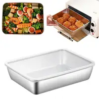 with Plastic Cover Stainless Steel Food Storage Trays Rectangle Preservation Box Stainless Steel Food Storage Box Rustproof 1