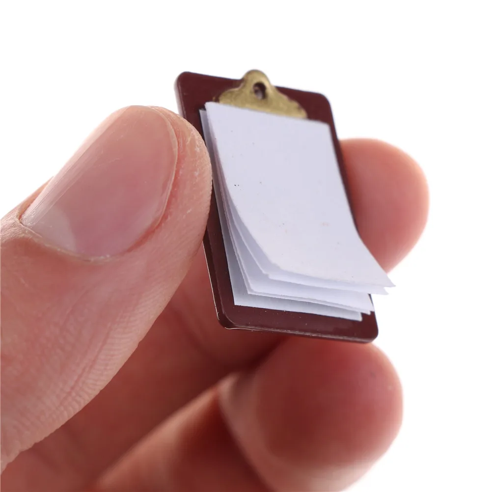 Mini Alloy Clipboard With Real Paper Attache For Doll DIY Miniature Dollhouse Dolls Accessories 18mm*21mm