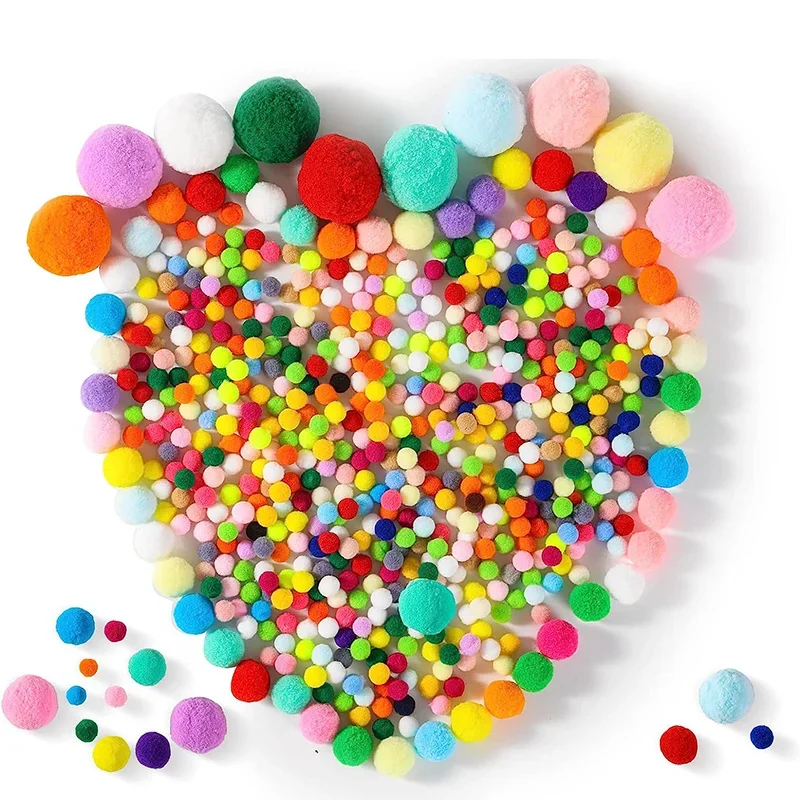 30-300Pcs Fluffy Soft Pom Poms Plush Pompom Balls Assorted Pom Mixed Craft Pompoms Kids DIY Creative Handmade Project 8-30mm