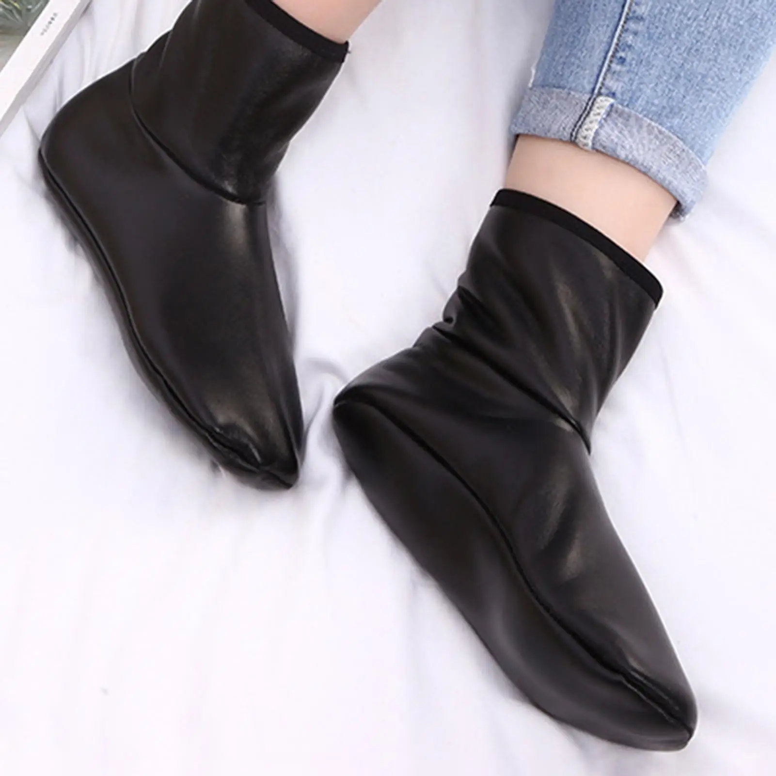 Leather Socks Waterproof Fleece Lined Indoor Outdoor Slip Resistant Footwear for Hiking Camping Home Office Winter Warmth waterproof socks