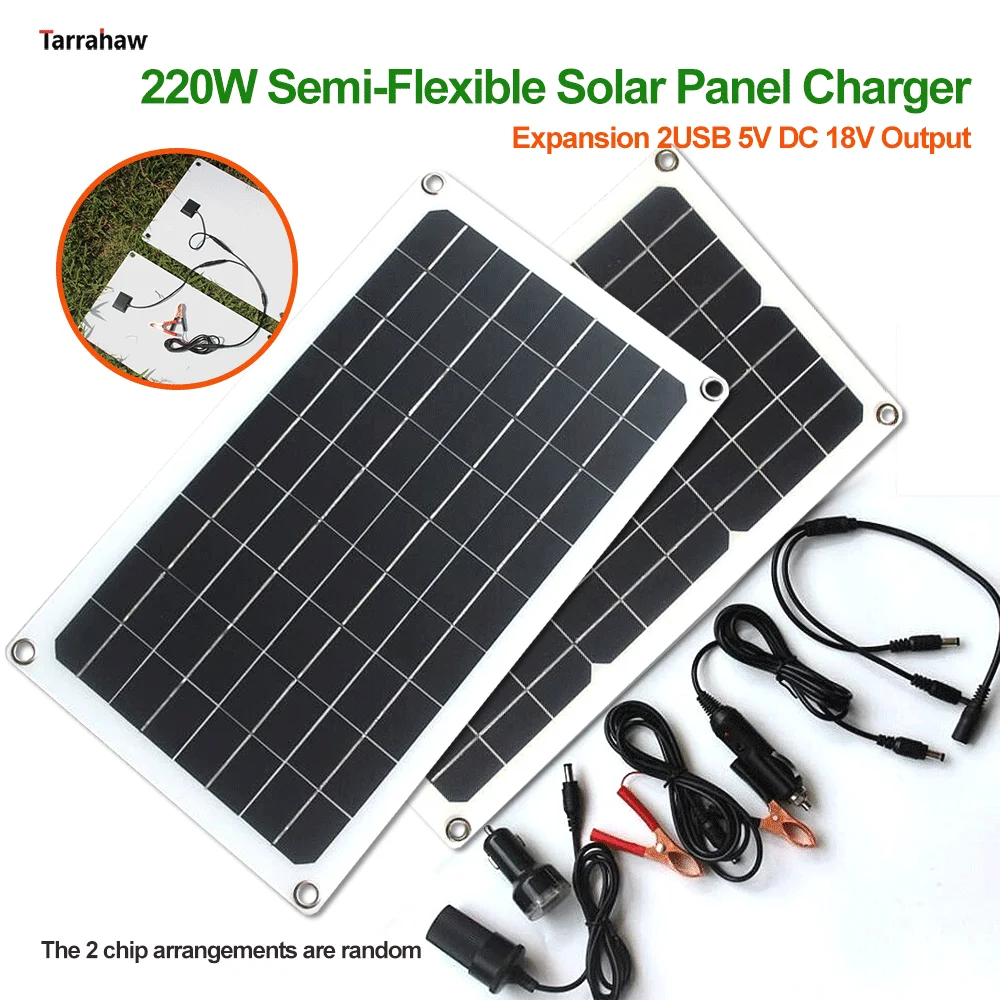 20W40WSemiFlexibleSolarPanelOutdoor12VCarBatteryPhoneCharger