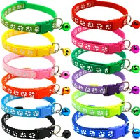 Collier pour animaux de compagnie avec cloche empreinte de dessin animé coloré chien chiot chat accessoires chaton collier réglable cloche de sécurité anneau collier animal de compagnie 1