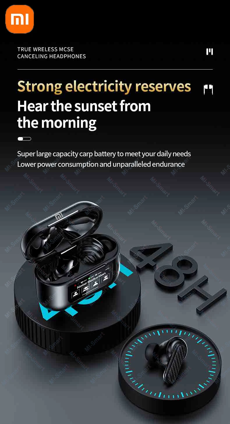 Description Picture 6 of itemIconic Brand Bluetooth Wireless Earphones Smart LCD Touch Screen Headphones Sports Earbuds ANC Built-in Microphone Waterproof Gaming