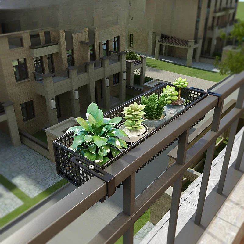 Hanging Iron Shelf for Balcony Modern Simple Storage Adjustable Plant Stand Creative Convenient Flowerpot Holder for Railing