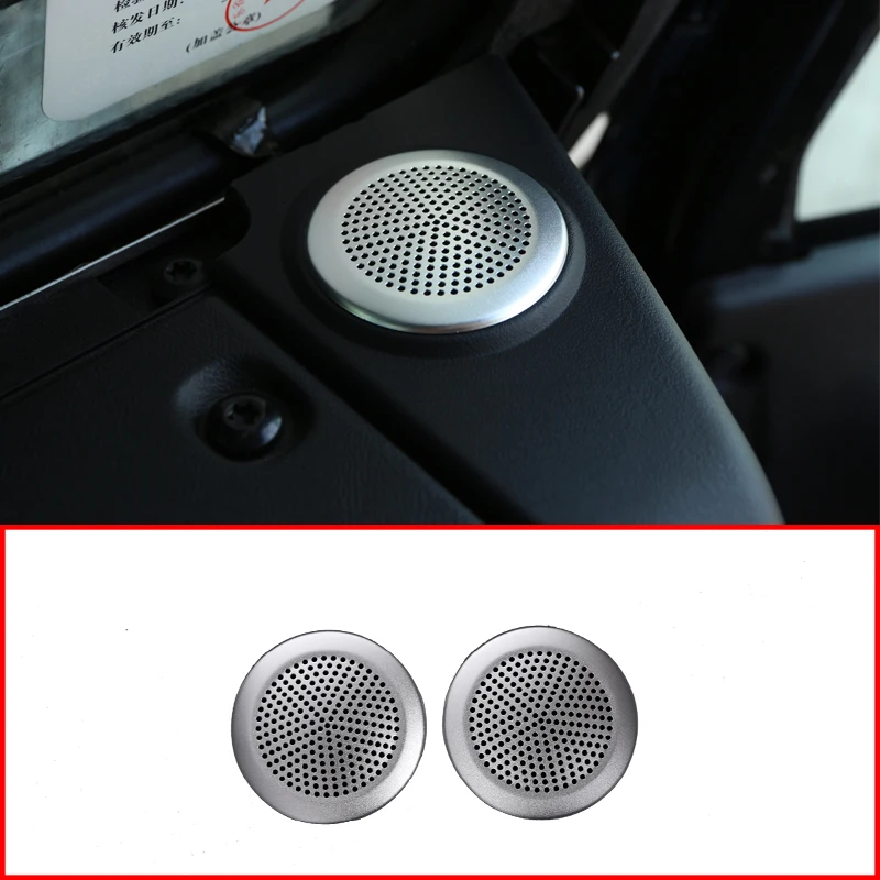 

For Land Rover Defender 110 2015-2019 Car Styling Aluminum alloy Silver Dashboard Circular Speaker Cover Sticker Car Accessories