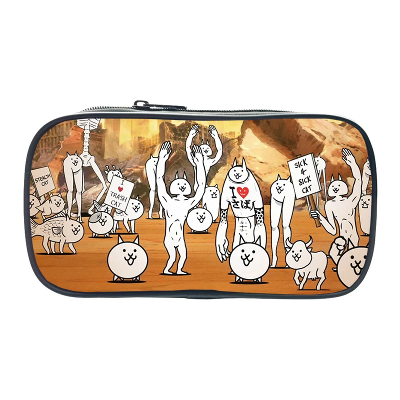 The Battle Cat Game Print Cosmetic Cases Pencil Bag Women Makeup Bags Boys Girls Pencil Box Kids School Supplies Pen Bag Gifts