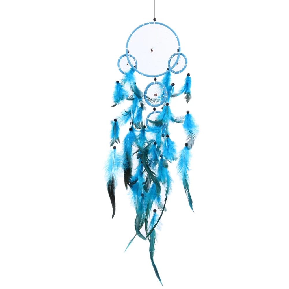Blue Dream Catcher Pendant Hand-woven Car Decor Pendant Art Crafts Romantic Creative Handmade Black Beads for Girlfriend Gift 2