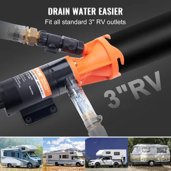 VEVOR RV Portable Macerator Pump 12V 12GMP with Detachable Quick Connection Valve Metal Hose Clamp Power Cord for RV Motorhome 3