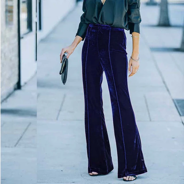 Street Style Black Flare Pants Outfit  Black Flared Pants Outfit Casual -  Trousers - Aliexpress