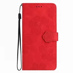 Cute Flowers Book - Style Flip Wallet Phone Case with Cash Slots for Redmi K90 (Red OC)