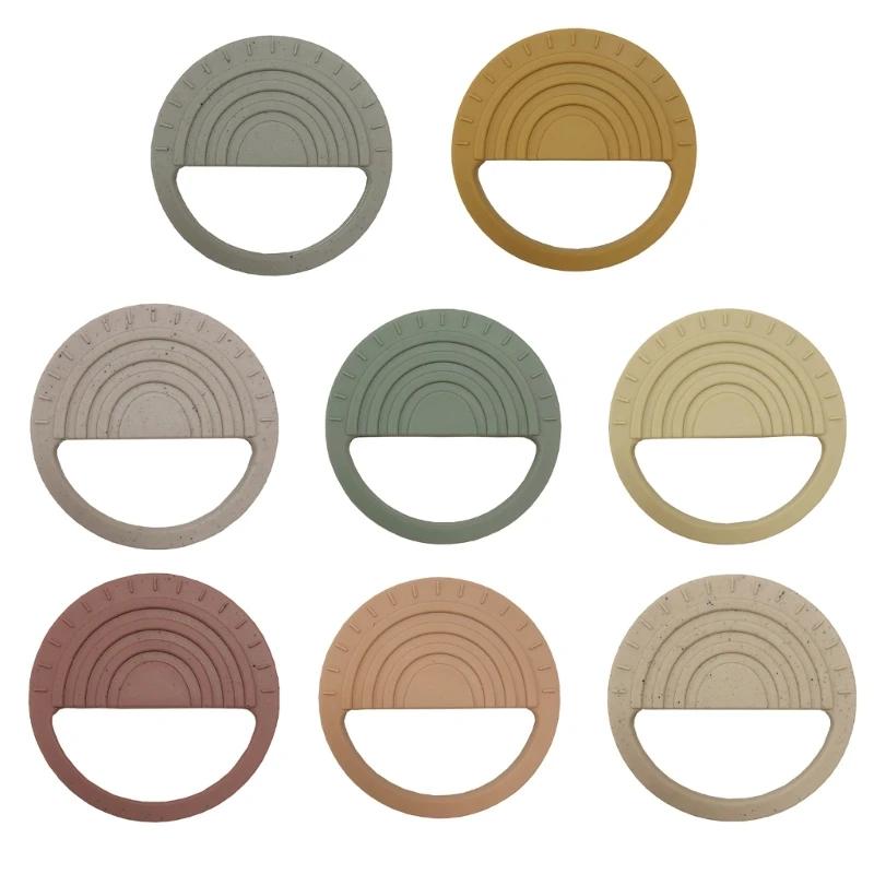 

Детская успокаивающая игрушка Радужное кольцо Мягкая силиконовая игрушка-прорезыватель для младенцев Продукт для прорезывания