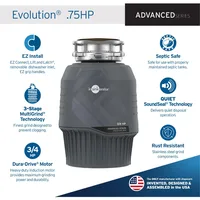 3/4 HP,Advanced Series Continuous Feed Food Waste Garbage Disposal,Gray,Garbage disposer with Quiet SoundSeal technology 2