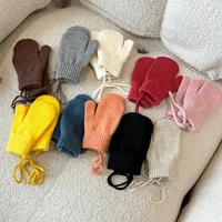 Wool Baby Winter Gloves Candy Color Halter Kids Mittens for Children Girls Boys Accessories Warm Knitted Kids Gloves 1-4Y 1