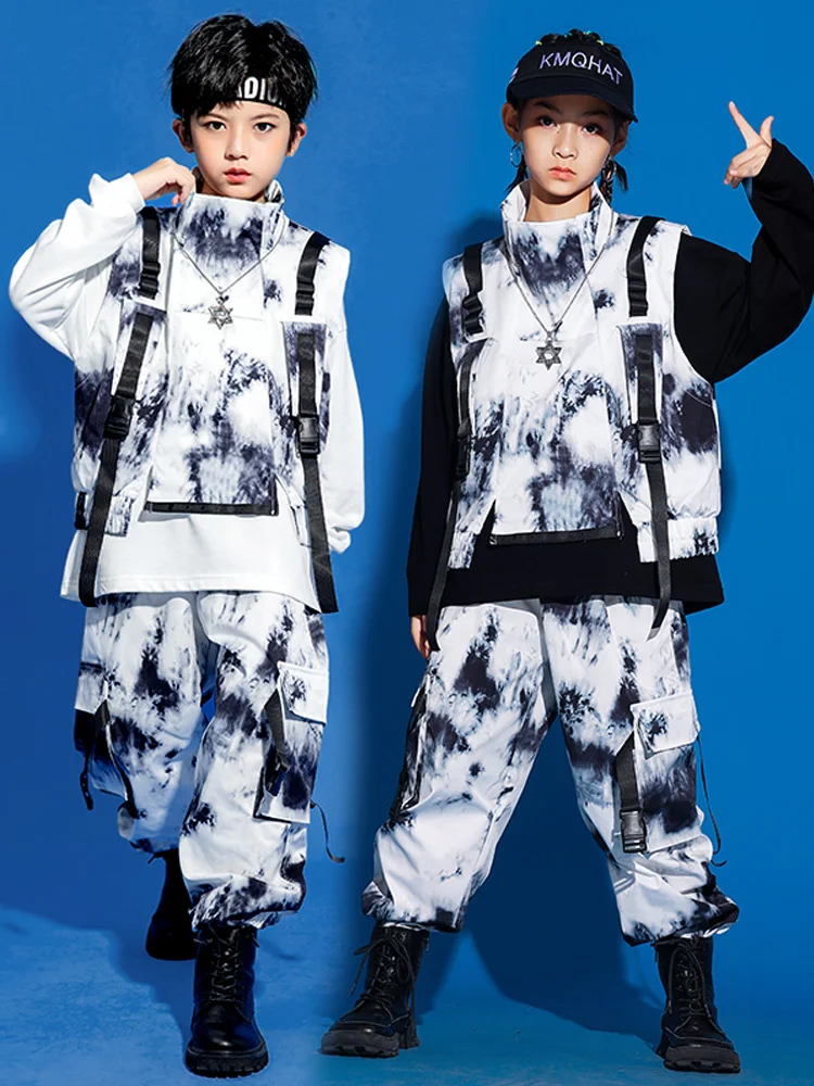 

Children's hip-hop street dance fashion suit, boys' hiphop vest, drum stand, handsome set, girls' jazz dance performance suit