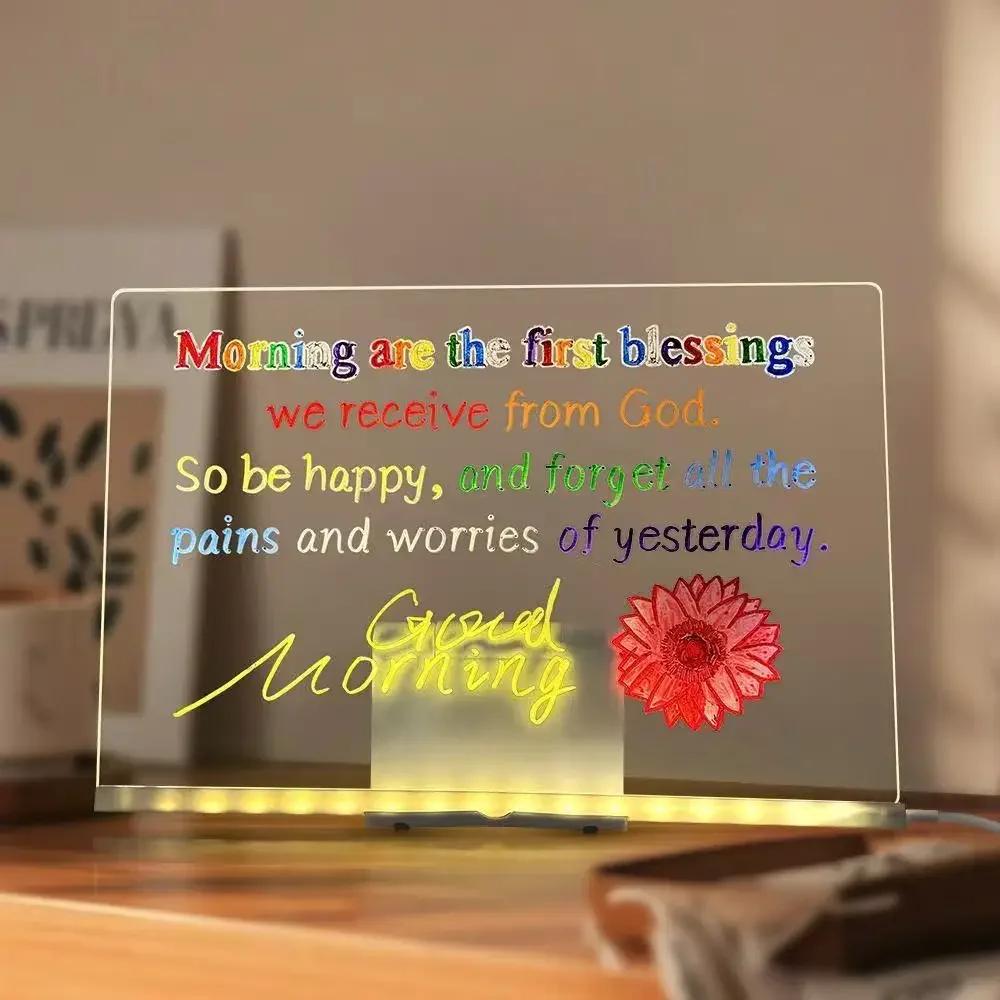 Tavolo da disegno a LED Wordpad luminoso Lavagna acrilica fai-da-te con penne colorate Lavagna per appunti a LED Lavagna giocattolo da disegno per bambini con luce notturna - immagine 4
