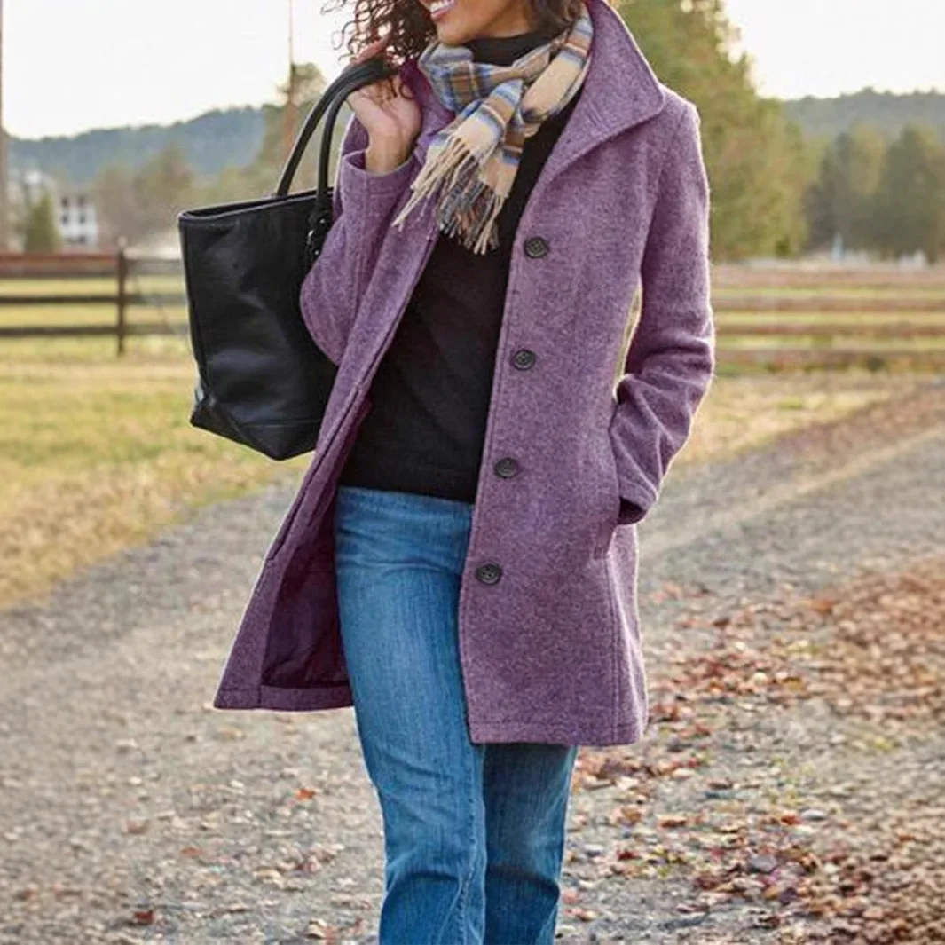 حار بيع الموسم معطف الصوف سميكة طويلة لون نقي المر...