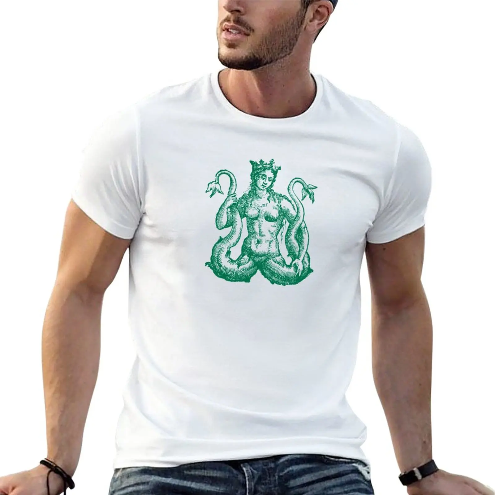 Melusina Mermaid - Seafoam Green T-Shirt Anime Clothes Customs Progetta Le Tue Magliette Da Uomo Di Moda Coreana Casual Elegante