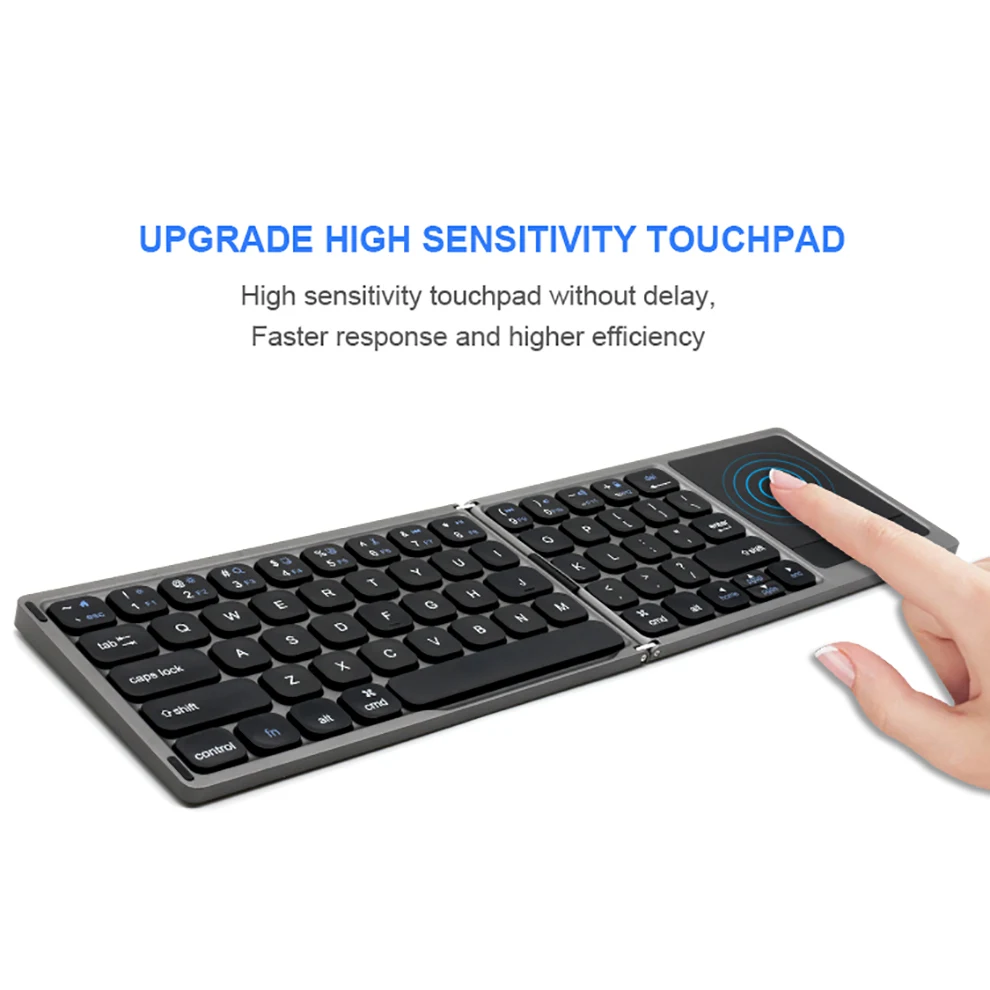 Teclado plegable, teclado Bluetooth inalámbrico portátil multidispositivo  con panel táctil y teclado numérico, teclado plegable de viaje recargable