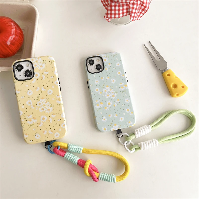 Fresh little flower Phone Case Two-In-One Film Protective Shell For iPhone 15 14 13 12 11 Pro Max Plus Mini