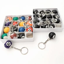 

16pcs Mini Billiards Shaped Keyring 25mm Resin Billiard Ball Key Chain Black 8 dropshipping