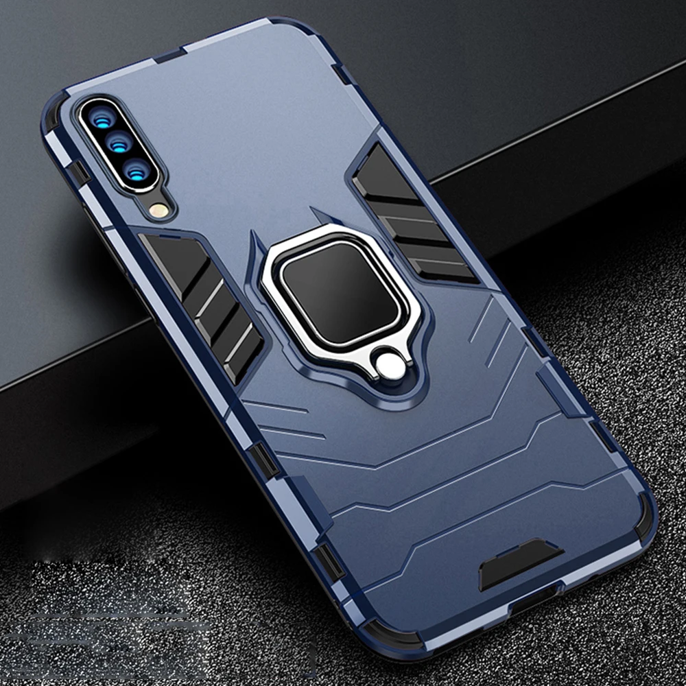 

For Samsung Galaxy A70 Case Armor PC Cover Metal Ring Holder Phone Case On For Samsung A50 A 70 2019 Cover Shockproof Bumper