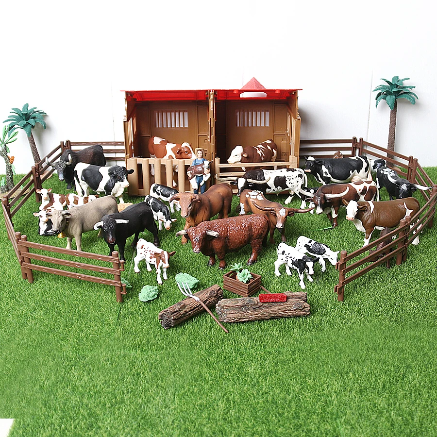 

Simulated Farm Animal Wild Yak Muskox Cute Milk Cow Cattle Calf Bull Action Model Figurine Toys Home Decoration Gift For Kids