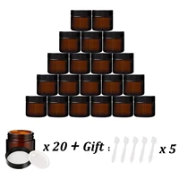 20PCS Small Amber Glass Jars with Black Lids 5/10/15/20/30g Empty Round Jars with Inner Liners for Cream Lotion Candle Powders 2