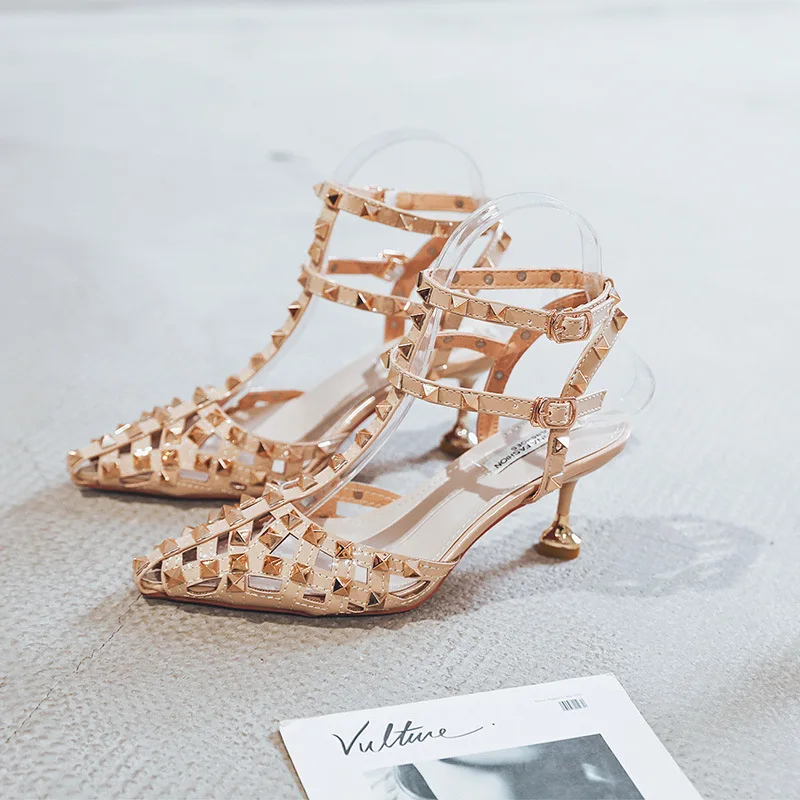 Women Close Toe Sandals Ladies Pointed Dress Shoes Luxury Brand