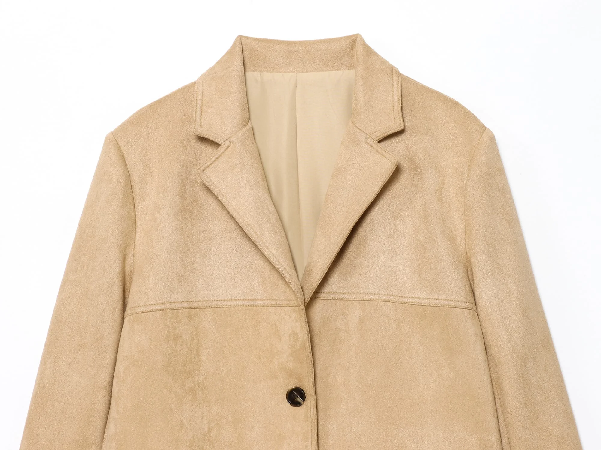 Women Suede Blazer Jacket New Women's Blazer Pockets Lapel Single-Breasted Back Slit Design Suitable Coats