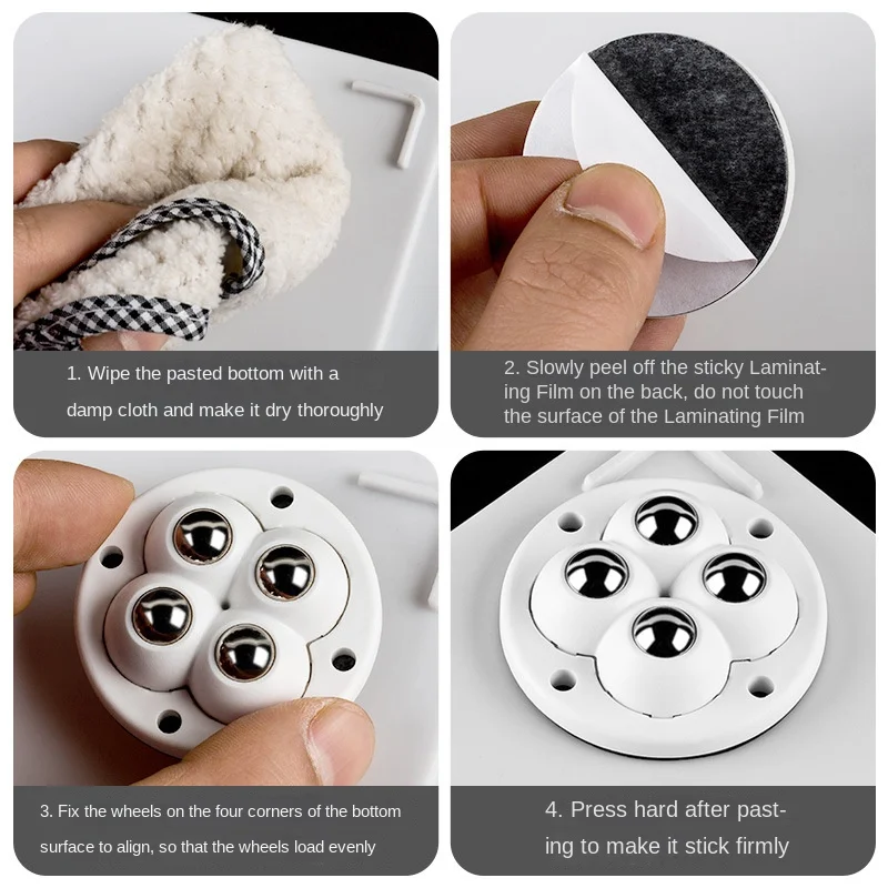 Self Adhesive Rollers 2/4 Beads Self-Adhesive Caster Wheels Furniture Caster Swivel Wheel 360 Degree Rotating Rollers for Furniture Moving Tool