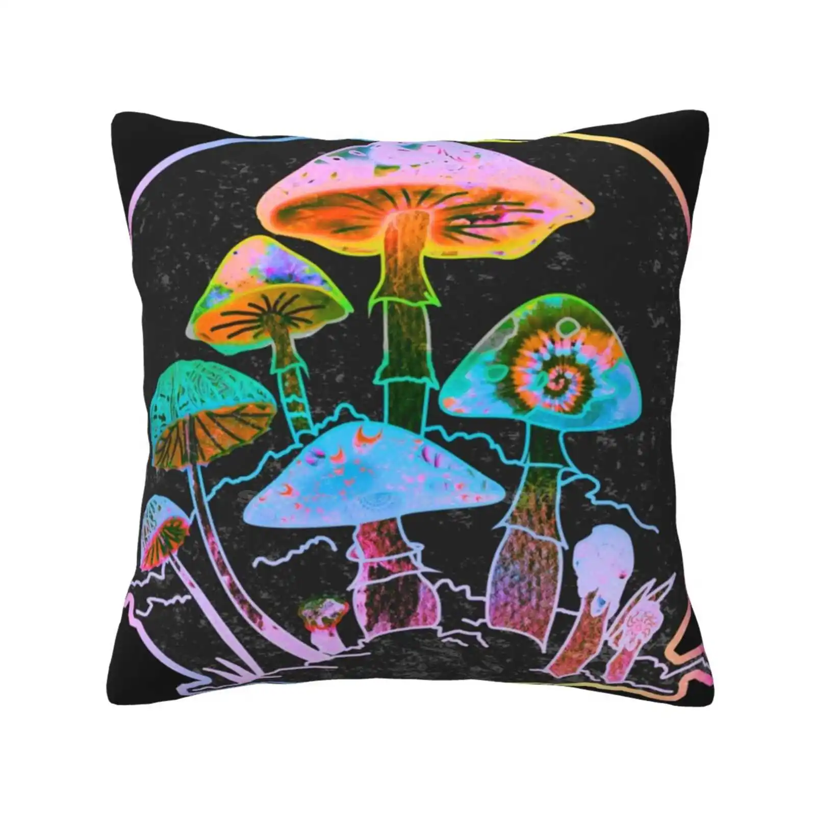 Garden Of Shrooms 2020 Home Sofa Car Cushion Cover Federa Funghi Colorful Rainbows Trippy Lsd Acid High Galaxy Frattal