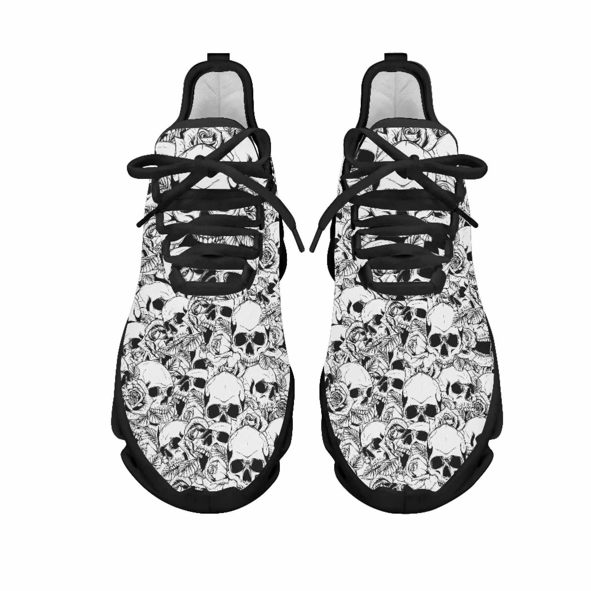 Yikeluo 2022 New Style Women Platform Sneakers Cool Skull Pattern Lady Mesh Swing Sneakers Casual Sport Zapatillas